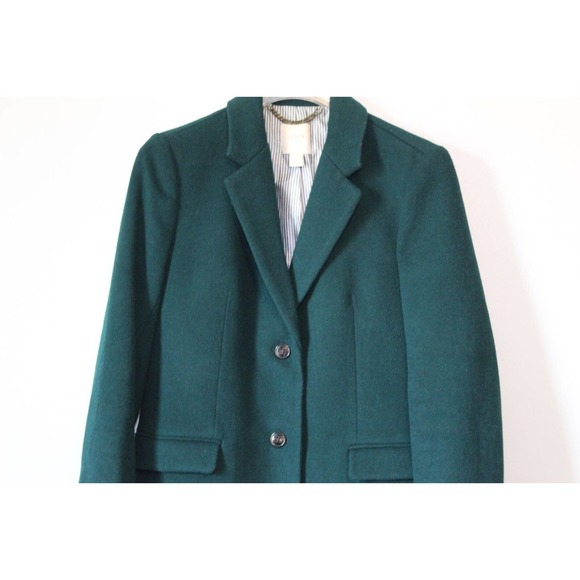 J. Crew Long Wool Blend Topcoat Dark Green E6228 Women's Size 6 H14099 - Picture 3 of 11